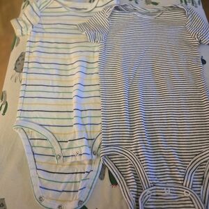 Carter's Blue and Green Striped Bodysuits